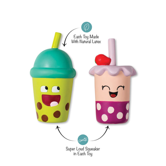 Latex milk tea set dog toy